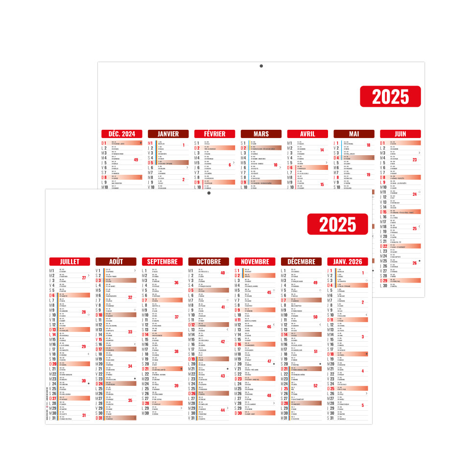 Calendrier économique publicitaire fabriqué en France bancaire Rigide