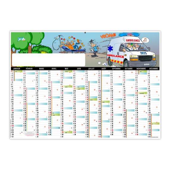 Calendrier publicitaire fabriqué en France Planning Effaçable l'ambulancier