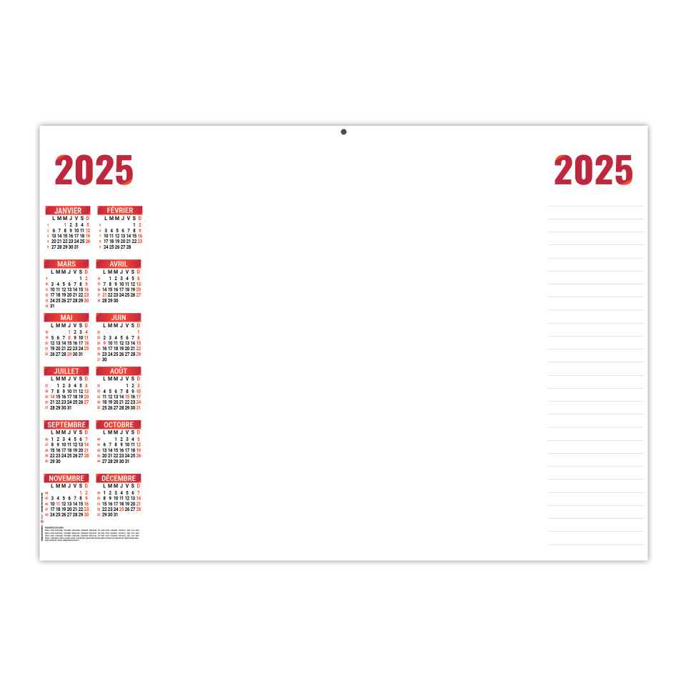 Planning effaçable personnalisable fabriqué en France Simple