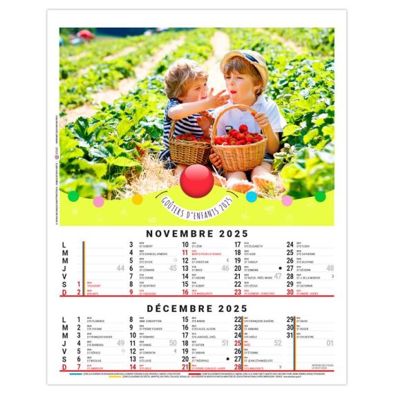 Calendrier personnalisable fabriqué en France 6 feuillets Mattéo