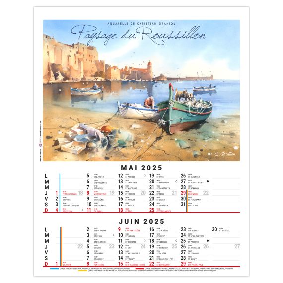 Calendrier personnalisable fabriqué en France 6 feuillets Zoé