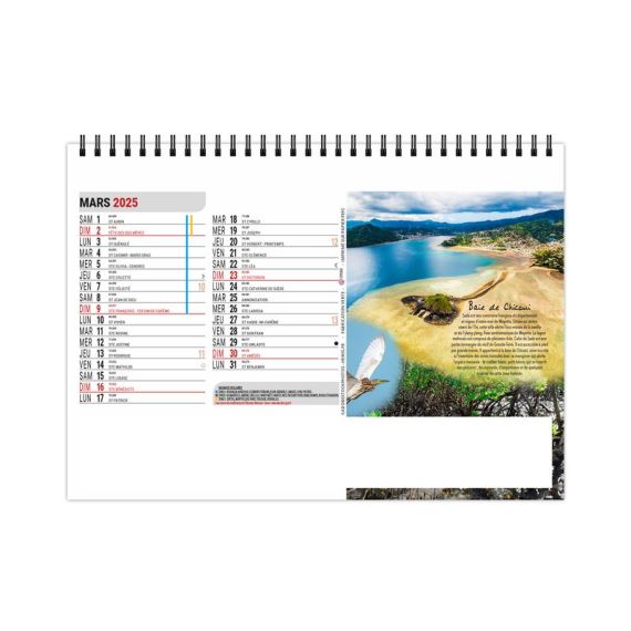 Calendrier publicitaire fabriqué en France de bureau Mayotte 13 feuillets