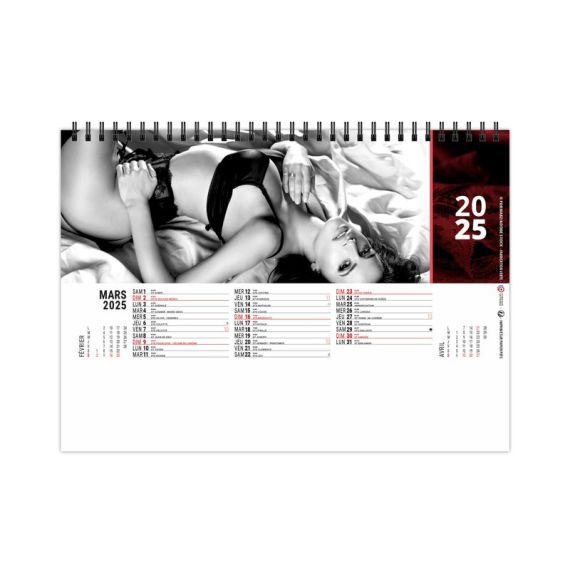 Calendrier personnalisé fabriqué en France de bureau Lingerie 13 feuillets