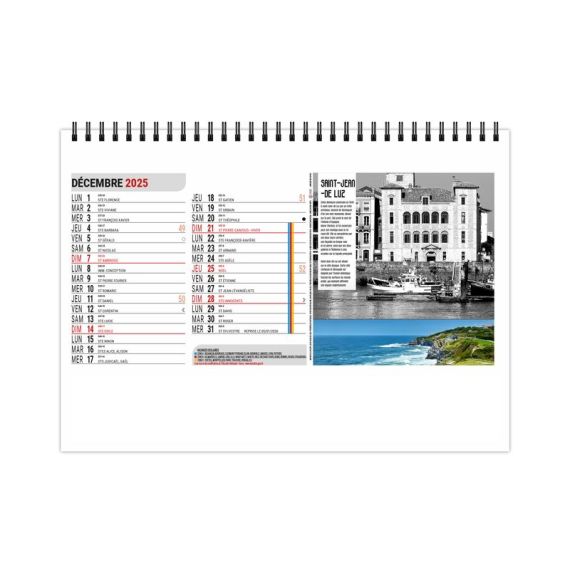 Calendrier personnalisable fabriqué en France de bureau Destinations 13 feuillets