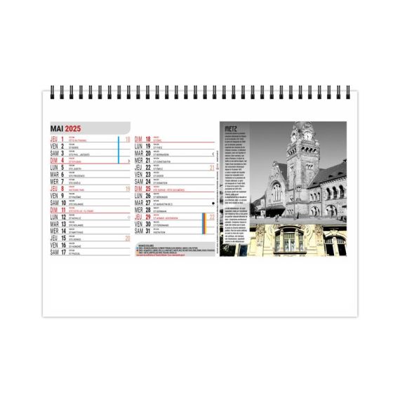 Calendrier personnalisable fabriqué en France de bureau Destinations 13 feuillets