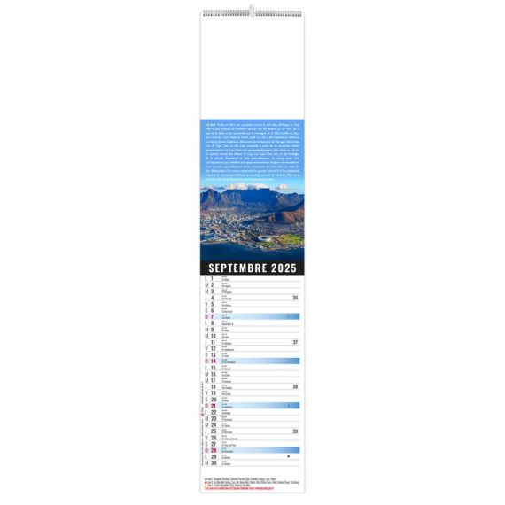 Calendrier personnalisé fabriqué en France 12 feuillets Destinations