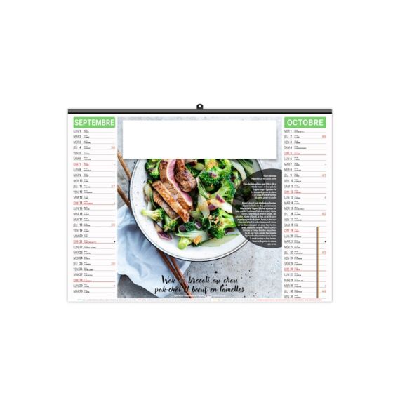 Calendrier économique publicitaire fabriqué en France 6 feuillets Plats et Desserts