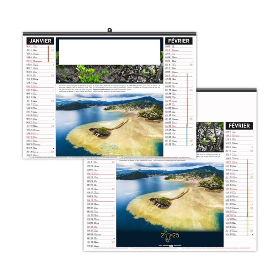 Calendrier économique publicitaire fabriqué en France 6 feuillets Réunion