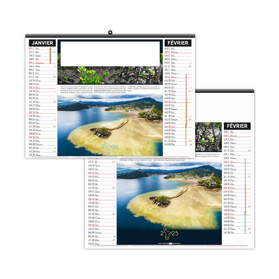 Calendrier économique publicitaire fabriqué en France 6 feuillets Réunion