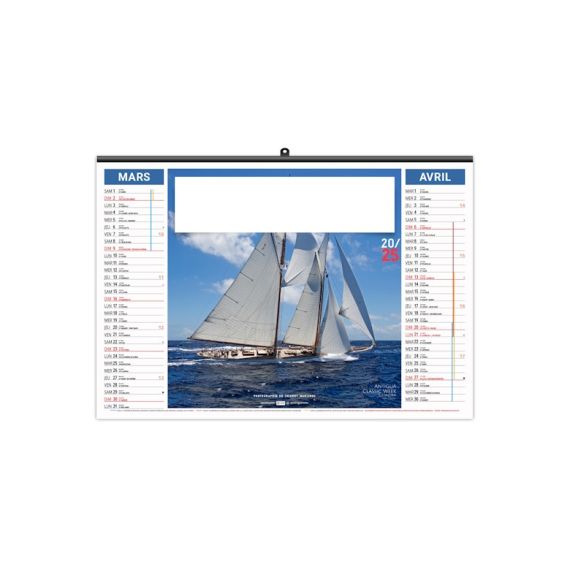 Calendrier économique publicitaire fabriqué en France 6 feuillets Voile classique