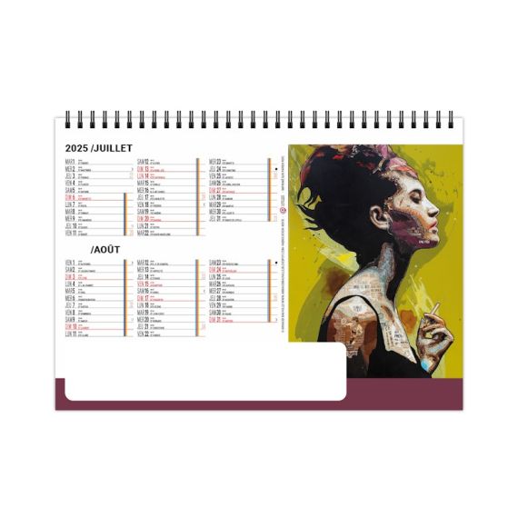 Calendrier personnalisable fabriqué en France de bureau Pop Art 7 feuillets