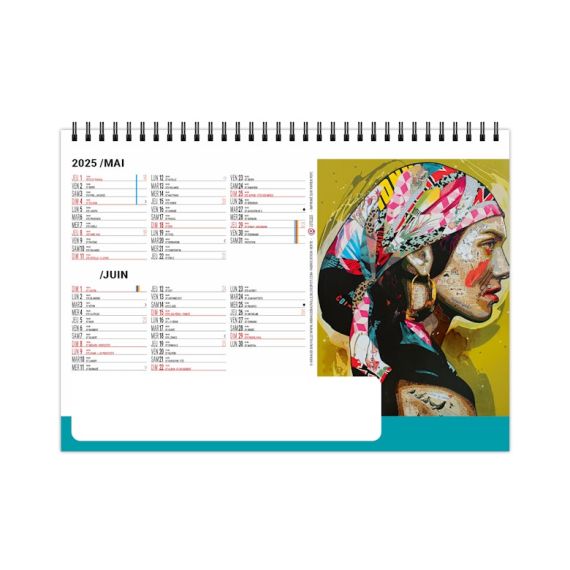 Calendrier personnalisable fabriqué en France de bureau Pop Art 7 feuillets