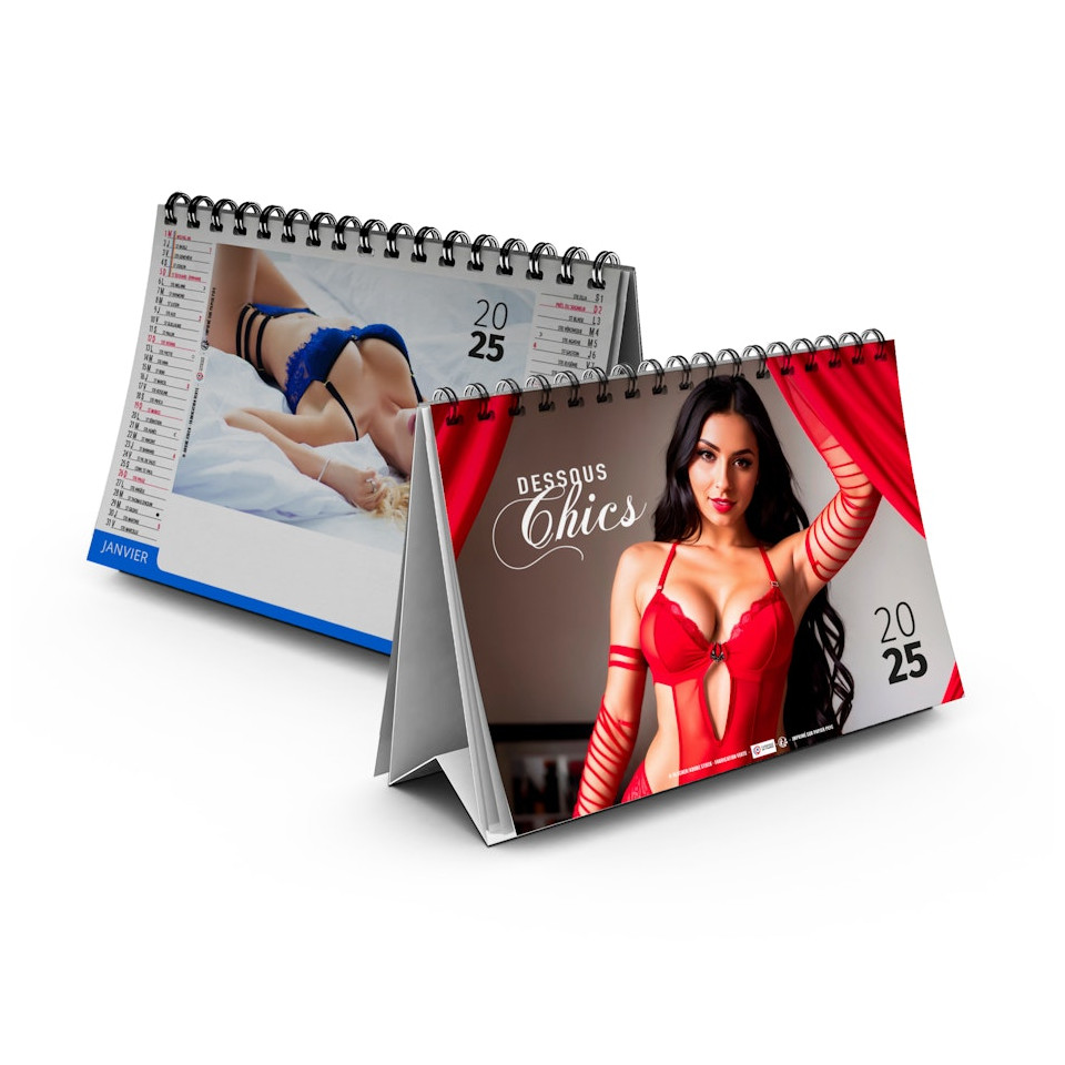 Calendrier publicitaire fabriqué en France de bureau Lingerie 7 feuillets