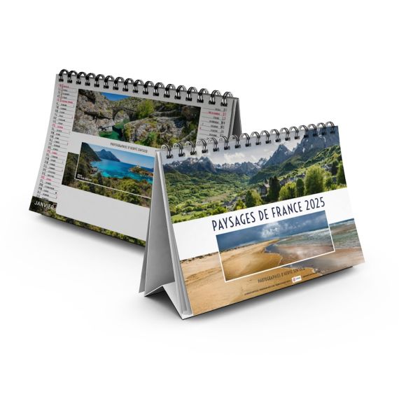 Calendrier publicitaire personnalisable de bureau Paysages de France 7 feuillets