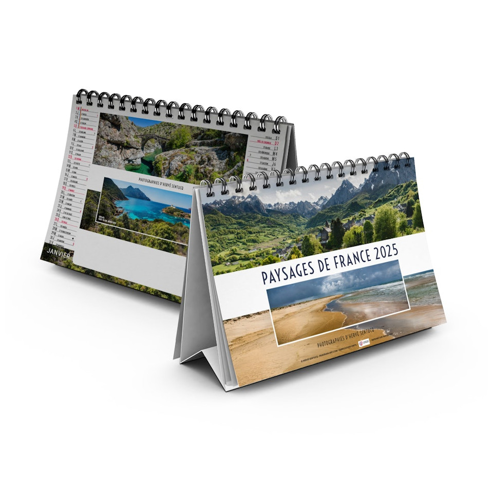 Calendrier publicitaire personnalisable de bureau Paysages de France 7 feuillets