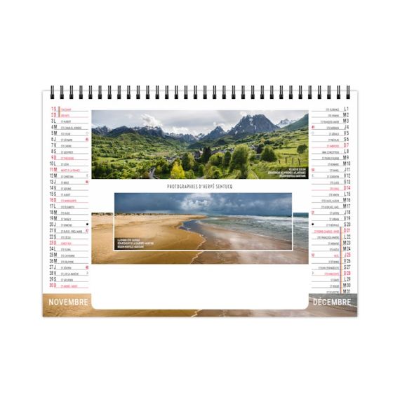 Calendrier publicitaire personnalisable de bureau Paysages de France 7 feuillets