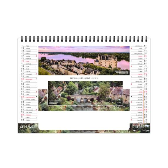 Calendrier publicitaire personnalisable de bureau Paysages de France 7 feuillets