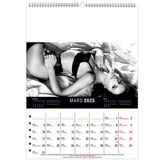 Calendrier publicitaire Mural 12 feuillets Lingerie 