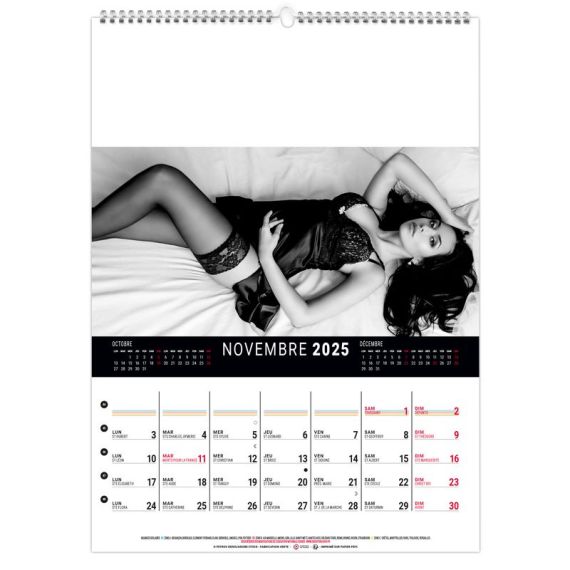 Calendrier publicitaire Mural 12 feuillets Lingerie 