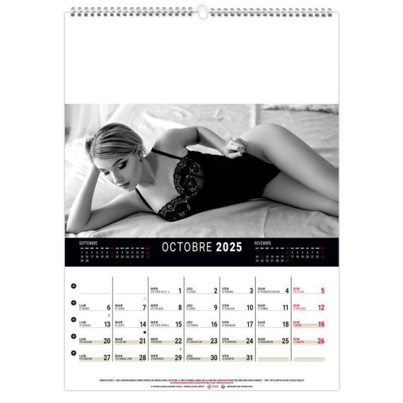 Calendrier publicitaire Mural 12 feuillets Lingerie 