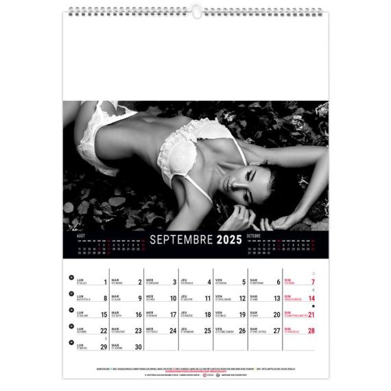 Calendrier publicitaire Mural 12 feuillets Lingerie 