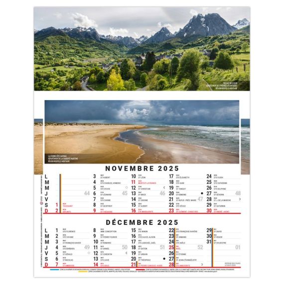 Calendrier personnalisable 6 feuillets France