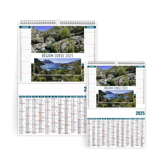 Calendrier personnalisé 6 feuillets Paysages de France 2 en 1