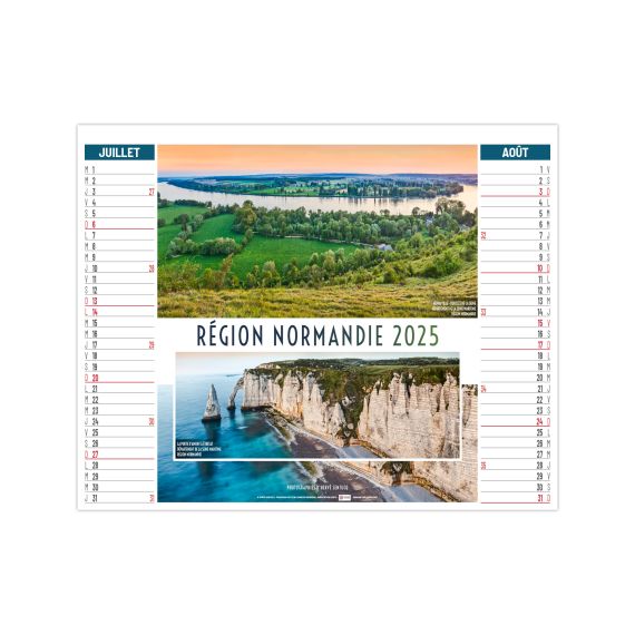 Calendrier personnalisé 6 feuillets Paysages de France 2 en 1