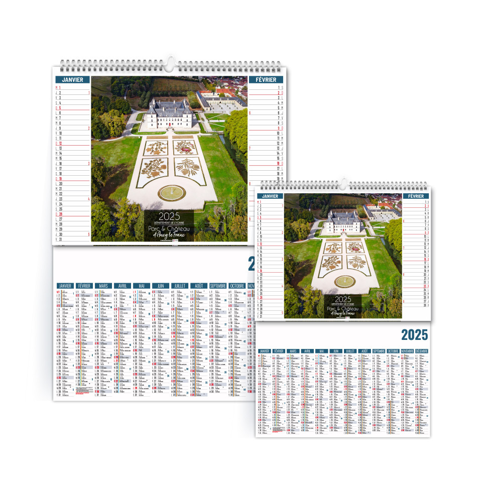 Calendrier personnalisable fabriqué en France Parcs et Châteaux 2 en 1