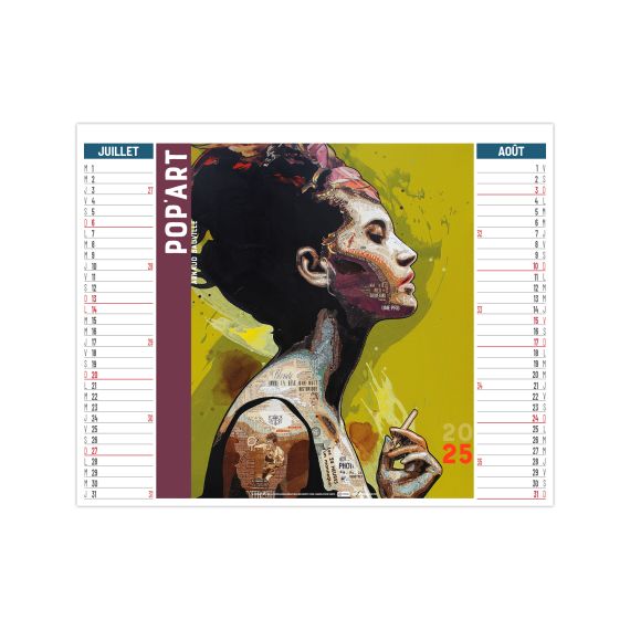 Calendrier planning personnalisable France 2 en 1 Pop'Art