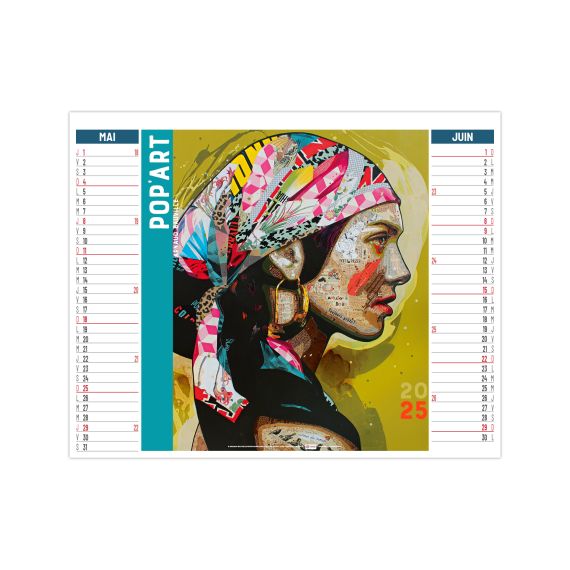 Calendrier planning personnalisable France 2 en 1 Pop'Art