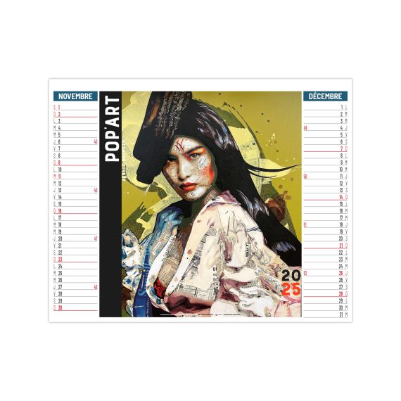 Calendrier planning personnalisable France 2 en 1 Pop'Art