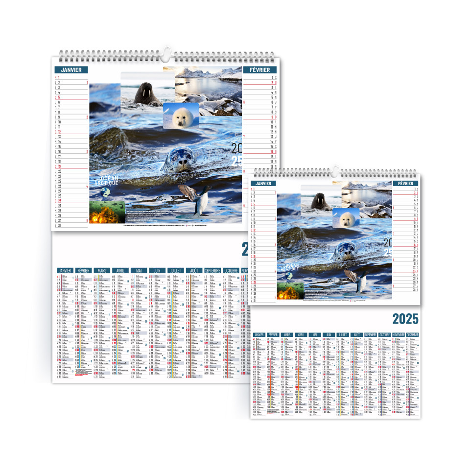 Calendrier personnalisé fabriqué en France 2 en 1 Océans