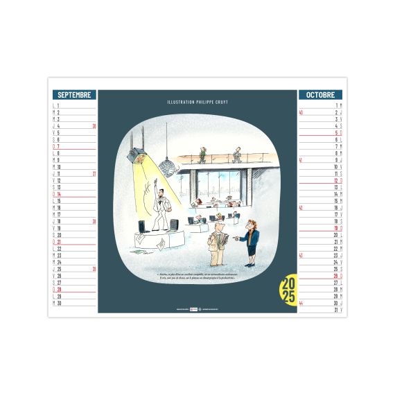 Calendrier publcitaire fabriqué en France 6 feuillets 2 en 1 Humour au travail
