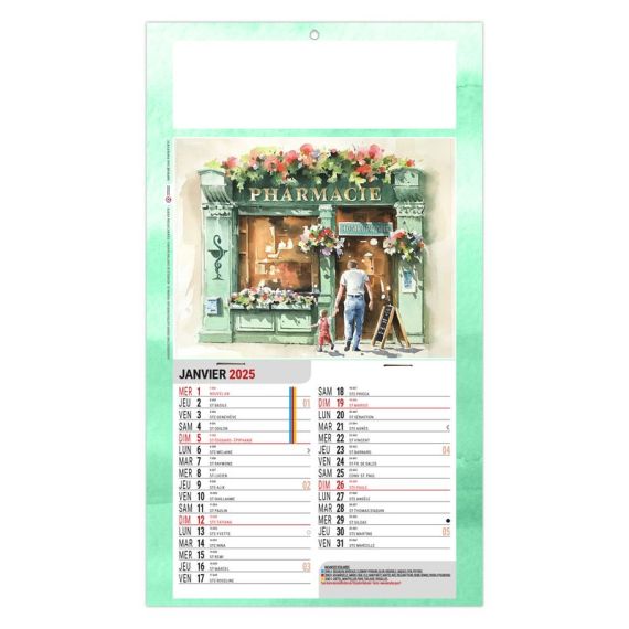 Calendrier personnalisable fabriqué en France 1 Vue Pharma