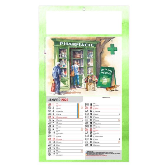 Calendrier personnalisable fabriqué en France 1 Vue Pharma