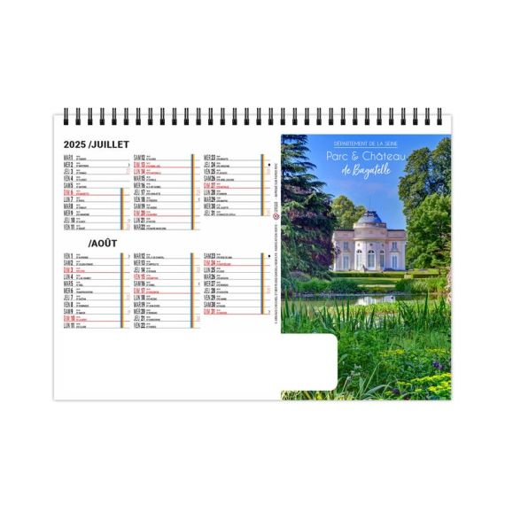 Calendrier publicitaire fabriqué en France de bureau Parcs et Châteaux 7 feuillets