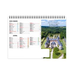 Calendrier publicitaire fabriqué en France de bureau Parcs et Châteaux 7 feuillets