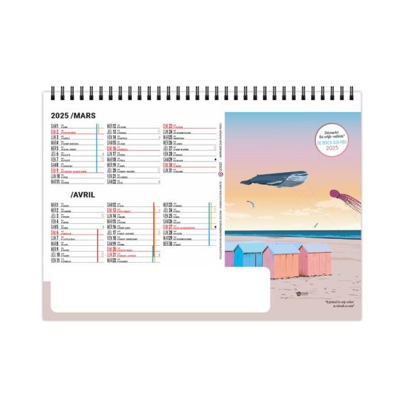 Calendrier personnalisable fabriqué en France de bureau Vacances 7 feuillets