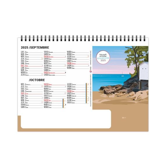 Calendrier personnalisable fabriqué en France de bureau Vacances 7 feuillets