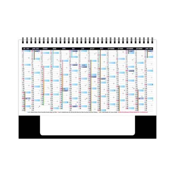 Calendrier publicitaire personnalisable fabriqué en France de bureau Paradis Blanc 7 feuillets