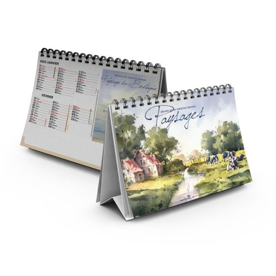 Calendrier personnalisable fabriqué en France de bureau Paysages 7 feuillets