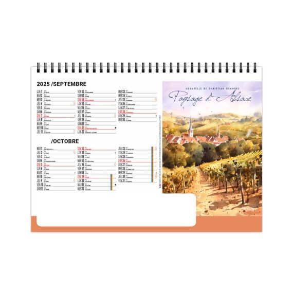 Calendrier personnalisable fabriqué en France de bureau Paysages 7 feuillets