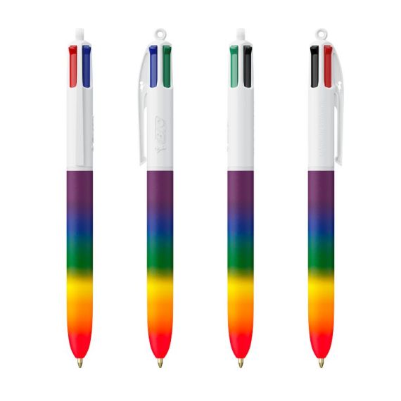 Stylo BIC 4 couleurs personnalisé arc en ciel Rainbow fabriqué en France