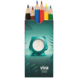 Boîte de 6 demi-crayons de couleurs publicitaire Caran d'Ache® Fabriqué en Europe 413