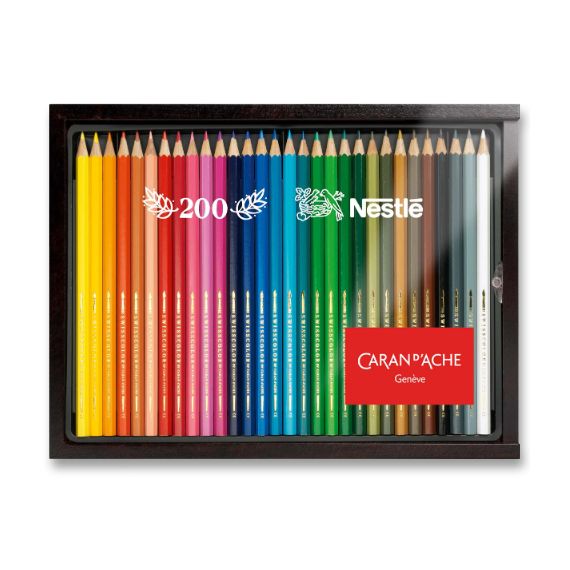 Coffret plumier de 30 crayons de couleurs Swisscolor Caran d’Ache personnalisé fabriqué en Europe