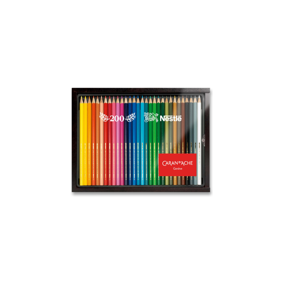 Coffret plumier de 30 crayons de couleurs Swisscolor Caran d’Ache personnalisé fabriqué en Europe