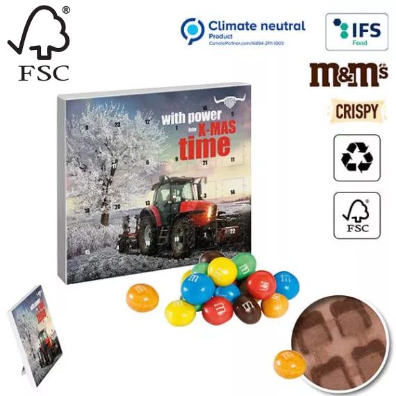 Mini calendrier de l’aventécologique personnalisable 139x125x17 mm M&M’S crispy 100 % recyclable Europe