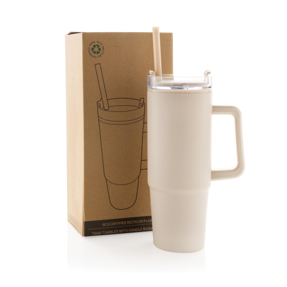 Mug publicitaire 900ml avec poignée en plastique recyclé RCS Tana