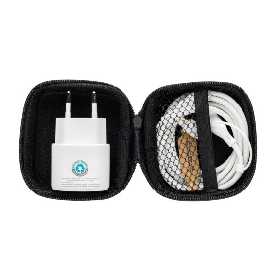 Set publicitaire de 2 chargeurs 20W en PET recyclé RCS Boost